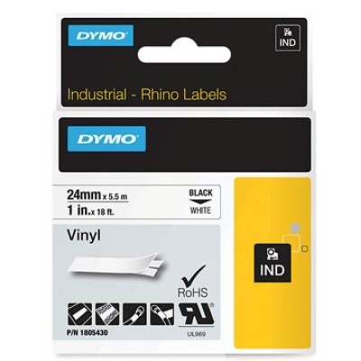 RHINO TAPE 24MM VINYL ZW/WIT