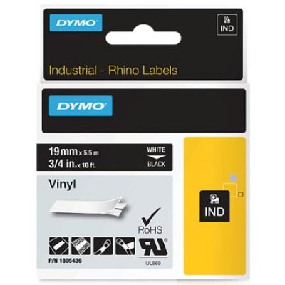 RHINO TAPE 19MM VINYL WT/ZWART