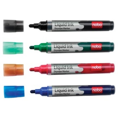 NOBO LIQUID INK MARKERS ASS 4X