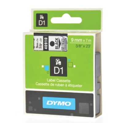 DYMO TAPE D1 9MM ZW/TRANSP