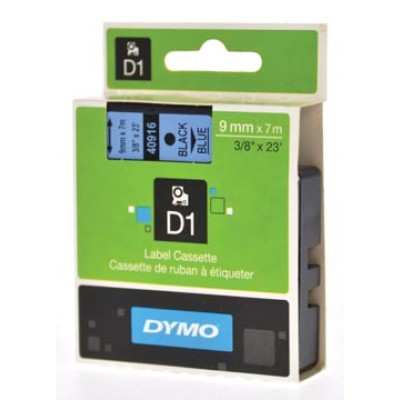 DYMO TAPE D1 9MM ZW/BLAUW