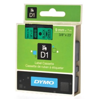 DYMO TAPE D1 9MM ZW/GROEN