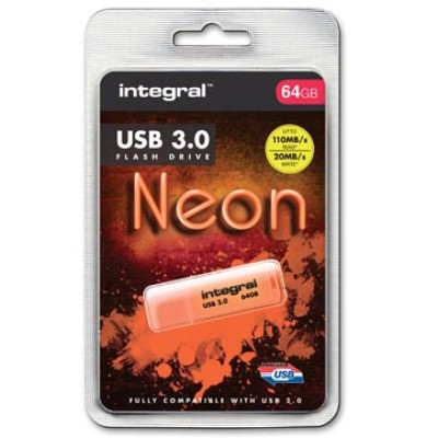 INTEGRAL USB3 NEON 64GB ORANJE