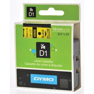 DYMO TAPE D1 6MM ZW/GEEL