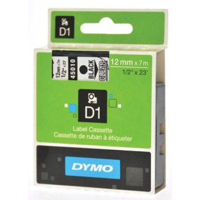 DYMO TAPE D1 12MM ZW/TRANSP