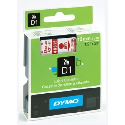 DYMO TAPE D1 12MM ROOD/TRANSP