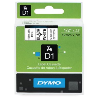 DYMO TAPE D1 12MM ZW/WIT