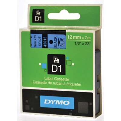 DYMO TAPE D1 12MM ZW/BLAUW