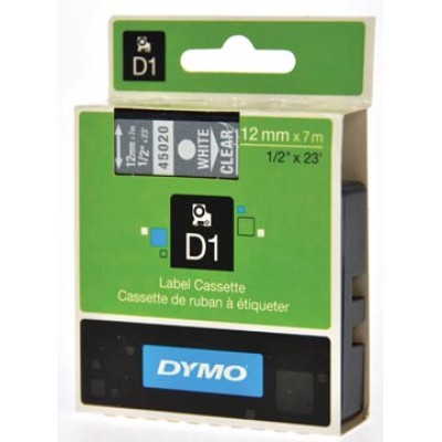 DYMO TAPE D1 12MM WIT/TRANSP