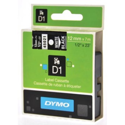 DYMO TAPE D1 12MM WIT/ZWART