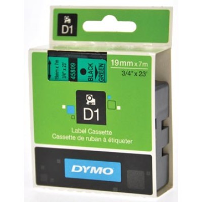 DYMO TAPE D1 19MM ZW/GROEN