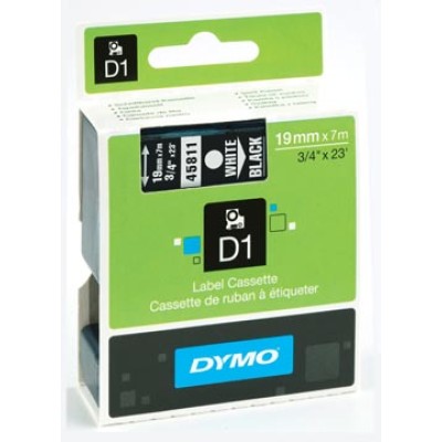 DYMO TAPE D1 19MM WIT/ZWART