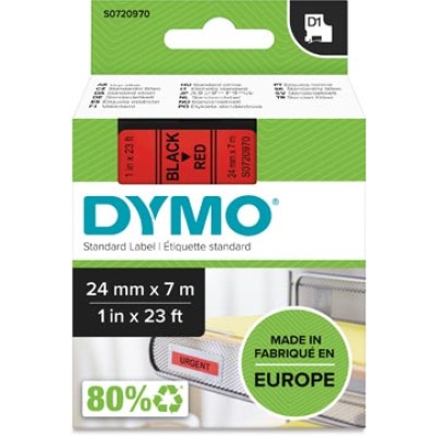 DYMO TAPE D1 24MM ZWART/ROOD