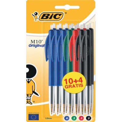 BIC BALPEN M10 ASSORT BLS 10+4