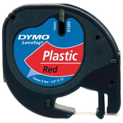 DYMO TAPE LETRATAG 12MM PL RD