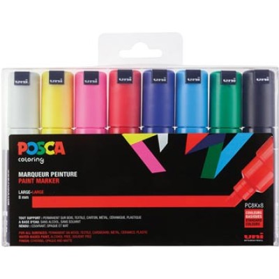 PAINTMARKER POSCA 8MM ASS 8X