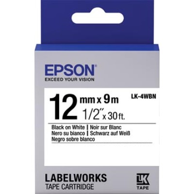 EPSON TAPE 12MMX9M 4WBN ZW/WT